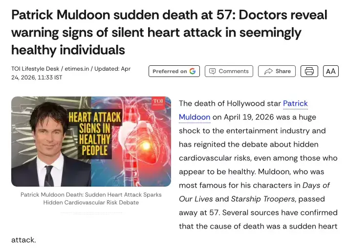 News headline about a heart attack