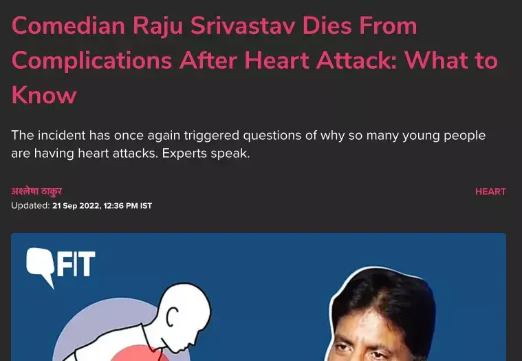 News headline about a heart attack