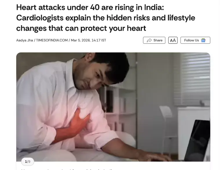 News headline about a heart attack