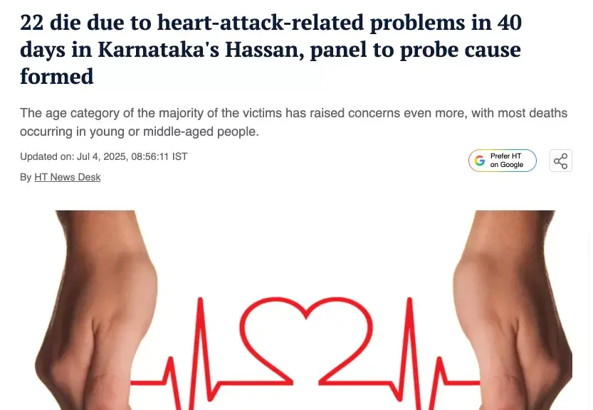 News headline about a heart attack