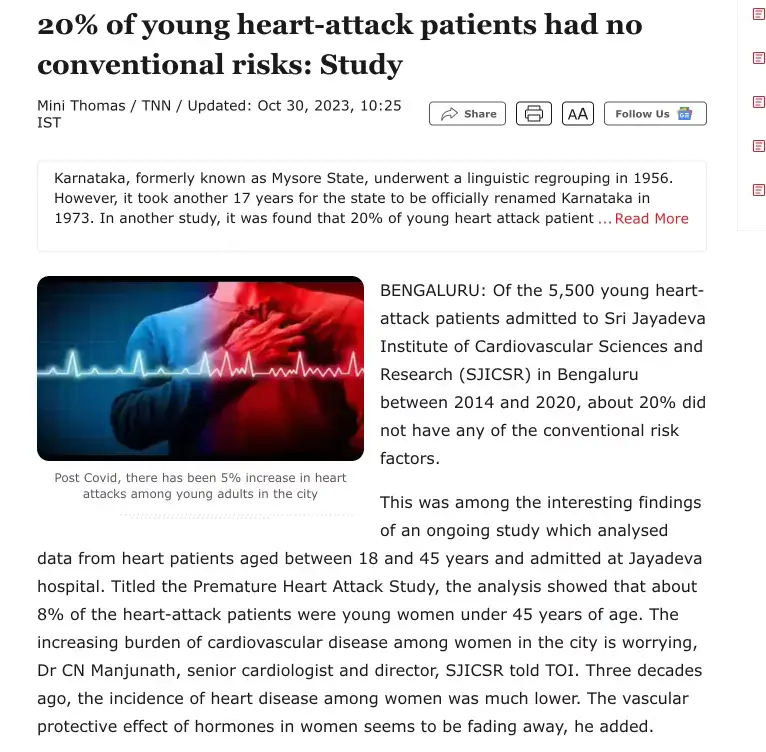 News headline about a heart attack
