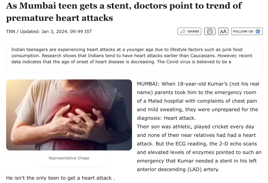 News headline about a heart attack